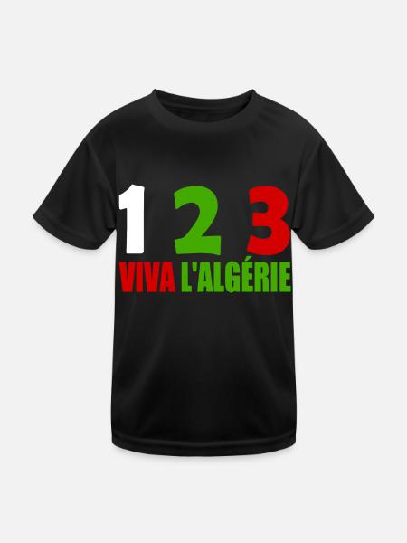 Algerien - Kinder Funktions-T-Shirt - Schwarz - Vorne