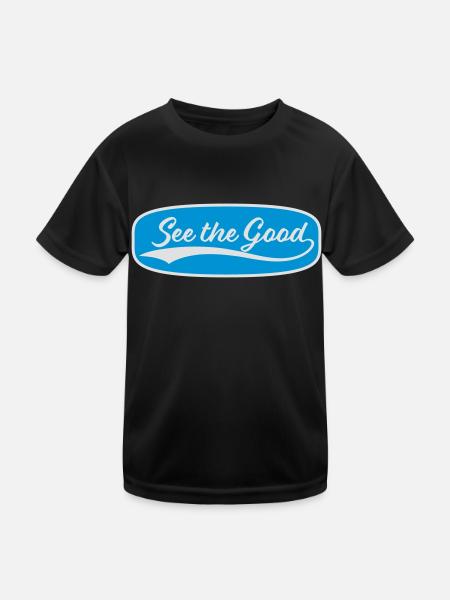 see the good Zitat - Kinder Funktions-T-Shirt - Schwarz - Vorne