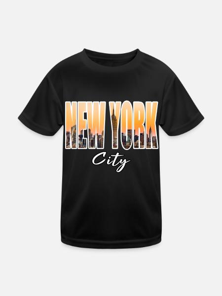 new york city - Kinder Funktions-T-Shirt - Schwarz - Vorne