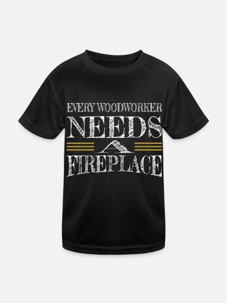 bûche tronçonneuse idée cadeau plombier menuisier - T-shirt sport Enfant - noir - Devant