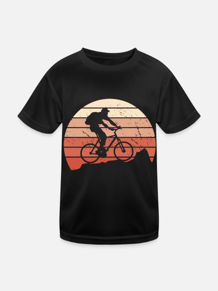Fahrrad Sunset - Downhill MTB Mountainbike - Kinder Funktions-T-Shirt - Schwarz - Vorne