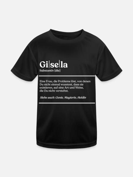 Gisela Name Definition Design für stolze Giselas - Kinder Funktions-T-Shirt - Schwarz - Vorne