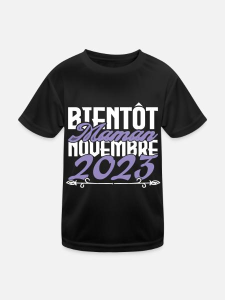 Annonce grossesse. bientôt Maman Novembre 2023.mam - T-shirt sport Enfant - noir - Devant