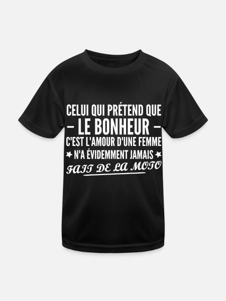 le bonheur c'est faire de la moto / humour motard - T-shirt sport Enfant - noir - Devant