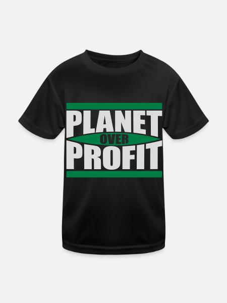 Planète sur le devis de profit - T-shirt sport Enfant - noir - Devant