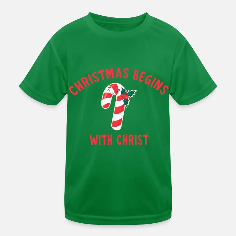 Christmas Begins With Christ sucre d'orge T-shirt sport Enfant