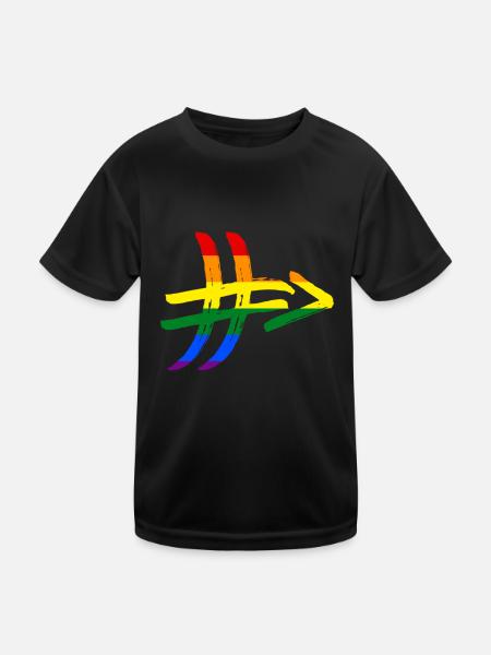 Regenbogen Hashtag # Diversität Toleranz Vielfalt - Kinder Funktions-T-Shirt - Schwarz - Vorne