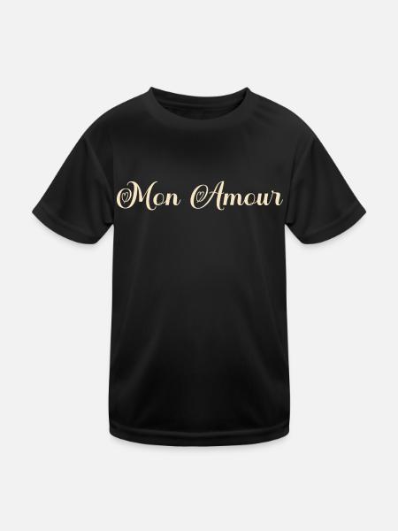 Mon amour - Cadeau saint valentin. Cadeau couple. - T-shirt sport Enfant - noir - Devant