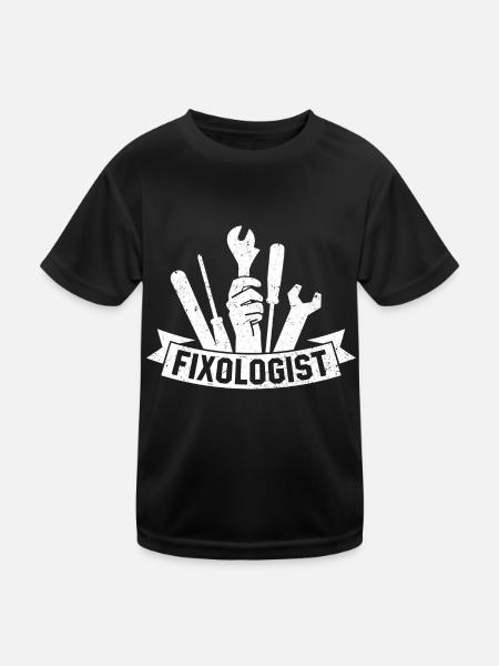 Fixologist Car Lover Auto Mechanic Vehicle Technic - Kids Functional T-Shirt - black - Front