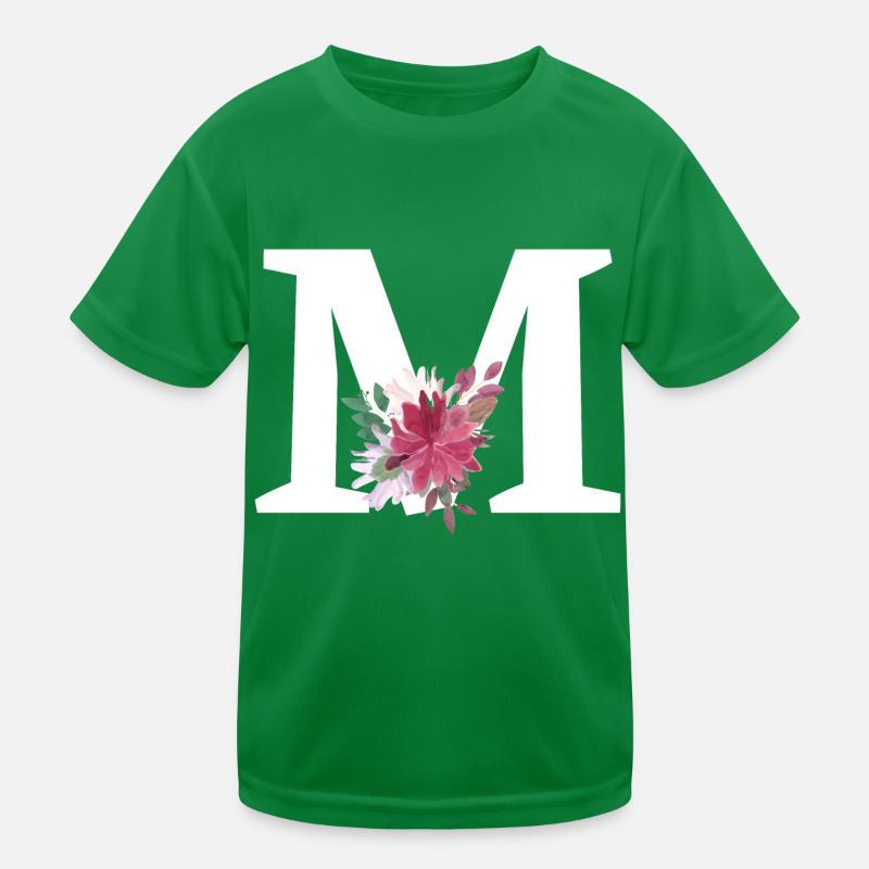 Buchstabe m blumig Kinder Funktions-T-Shirt