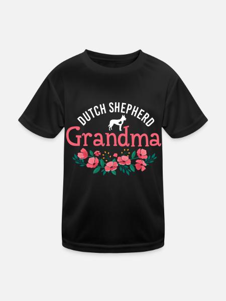 Dutch Shepherd Dog Gifts For Grandma Christmas - Kids Functional T-Shirt - black - Front