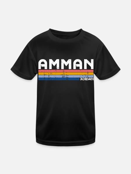 Vintage 70s 80s Style Amman, Jordan - T-shirt sport Enfant - noir - Devant