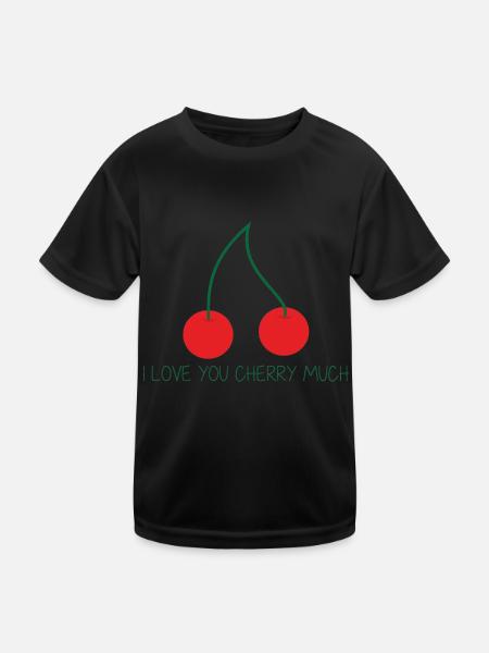 I love you cherry much - Kids Functional T-Shirt - black - Front