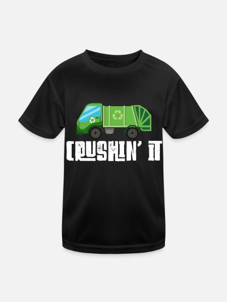 Garbage trucks, garbage day, garbage collection - Kids Functional T-Shirt - black - Front