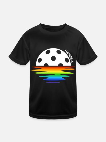 Floorball Unihockey FLOORBALLzeit Floorballspiel - Kinder Funktions-T-Shirt - Schwarz - Vorne