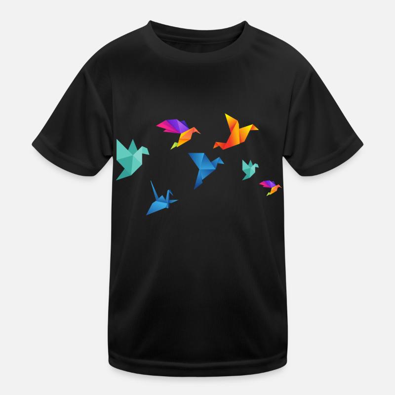 Mehrfarbige Papiervögel Kinder Funktions-T-Shirt