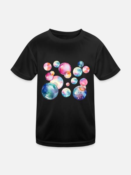 Dreambubbles - Kinder Funktions-T-Shirt - Schwarz - Vorne