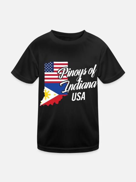 Filipinos von Indiana Design für stolze Fil-Ams - Kinder Funktions-T-Shirt - Schwarz - Vorne