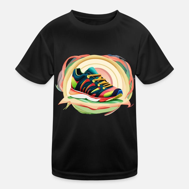 Bunte Laufschuhe - Kinder Funktions-T-Shirt - Schwarz