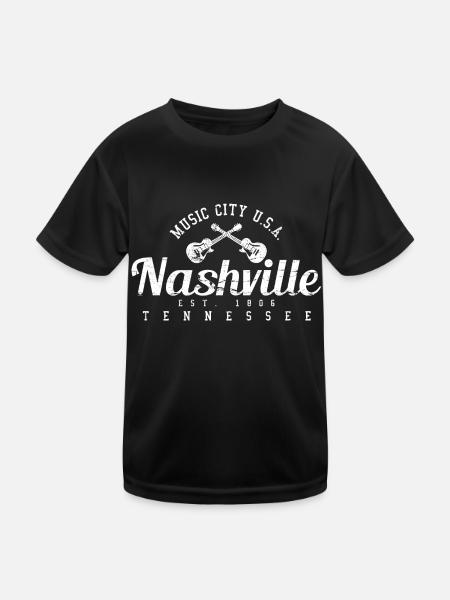Nashville Tennessee Usa Music City Country Musik V - Kinder Funktions-T-Shirt - Schwarz - Vorne