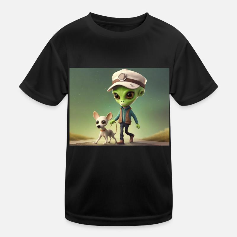 mignon petit extraterrestre rétro vert sortir le chien T-shirt sport Enfant