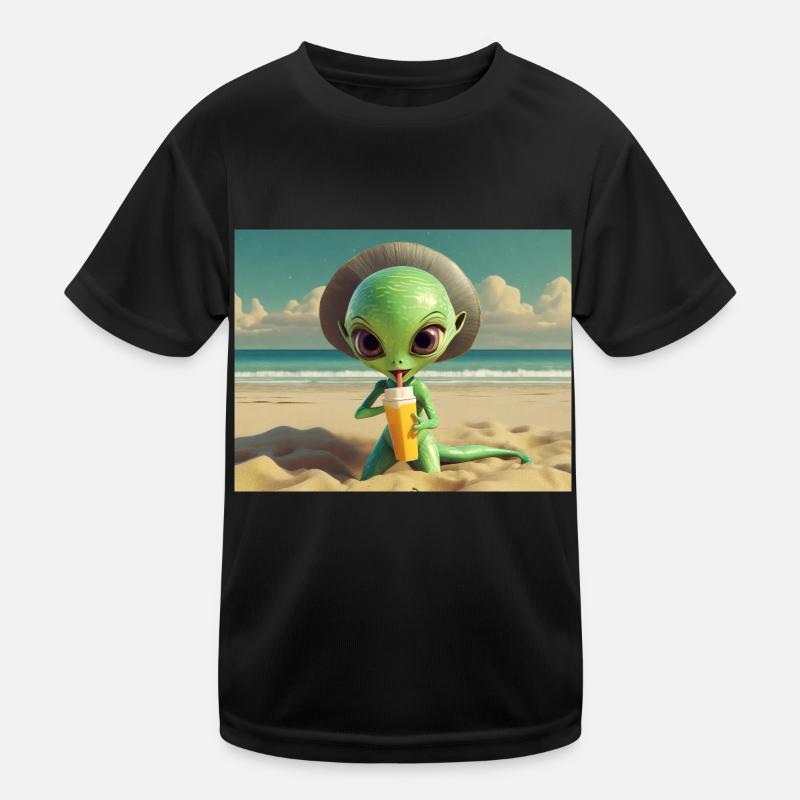 mignon petit vert rétro vintage extraterrestre bain de soleil T-shirt sport Enfant