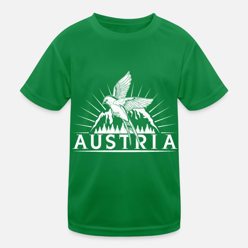 Austria Berg Wald Rauchschwalbe Vogel Kinder Funktions-T-Shirt