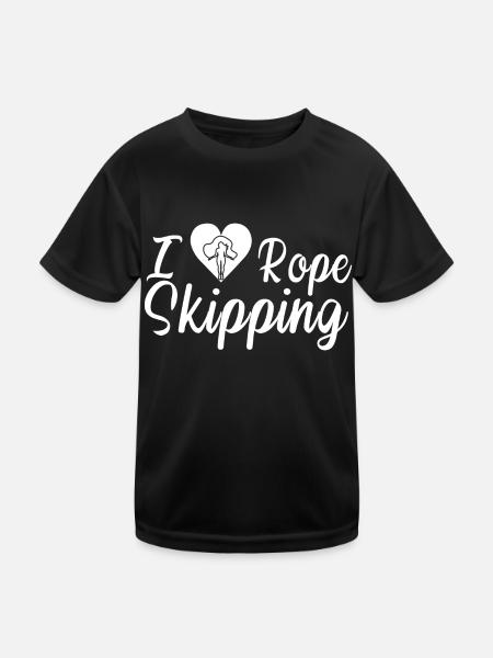 I Heart Rope Skipping Design für Seilspringer - Kinder Funktions-T-Shirt - Schwarz - Vorne