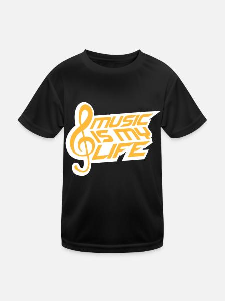 Music Is My Life Party Club Concert Love Saying - Kids Functional T-Shirt - black - Front