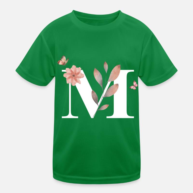 Buchstabe M Wildblumen Aquarelle Kinder Funktions-T-Shirt