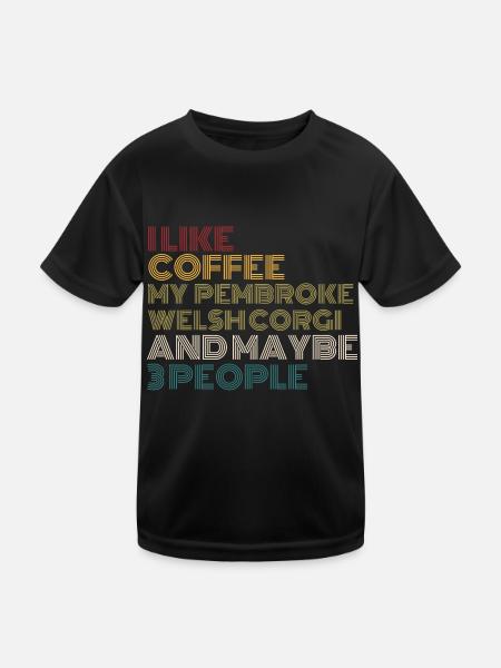 Kaffeeliebhaber Pembroke Welsh Corgi Hundebesitzer Lustig - Kinder Funktions-T-Shirt - Schwarz - Vorne