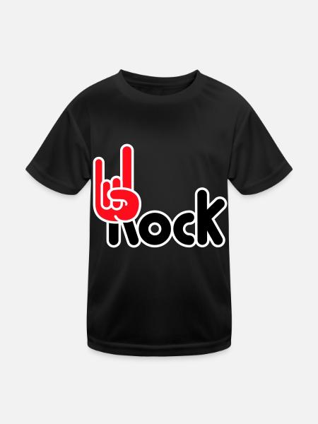 Heavy Metal Hard Rock Musique Cors Geste Logo - T-shirt sport Enfant - noir - Devant