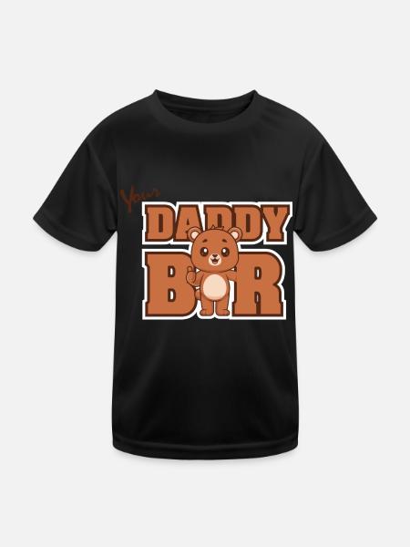 Daddy Bär - Kinder Funktions-T-Shirt - Schwarz - Vorne