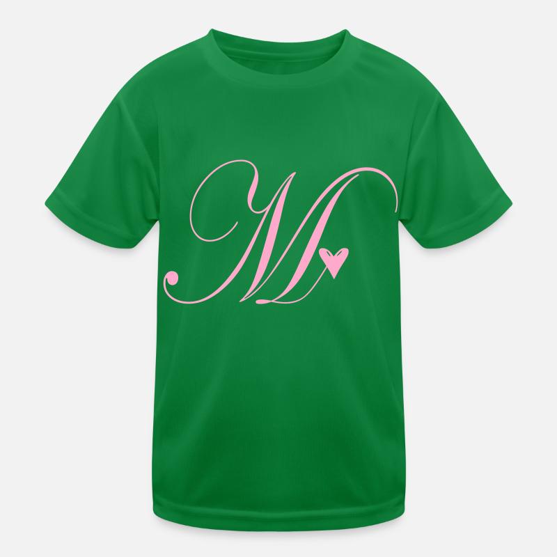 Monogramm M Herz Ranke Kinder Funktions-T-Shirt