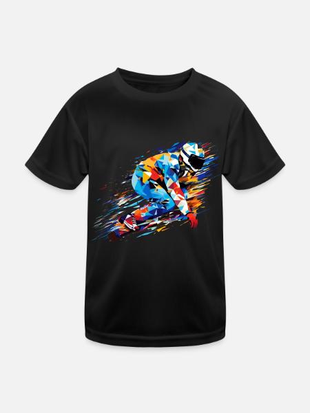 Snowboard Sport Spiel Champion Wettbewerb Zusammenfassung - Kinder Funktions-T-Shirt - Schwarz - Vorne