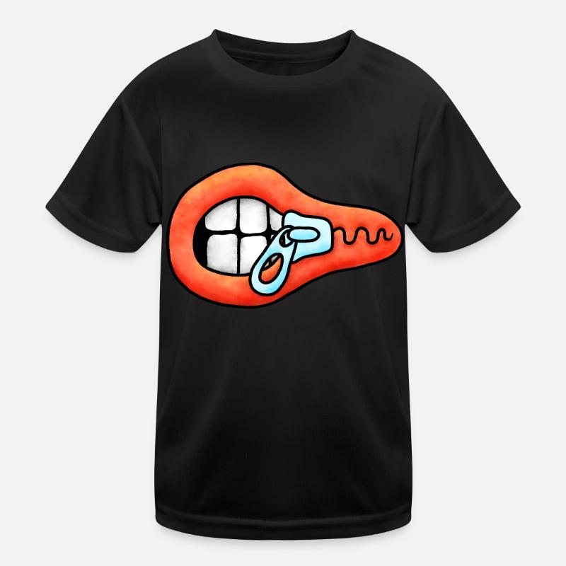 Zipper Mouth Illustration Kids Functional T-Shirt