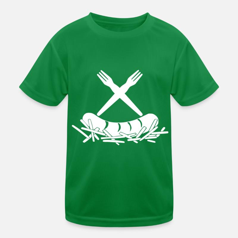 Pommes Currywurst Pommesgabeln Logo Kinder Funktions-T-Shirt