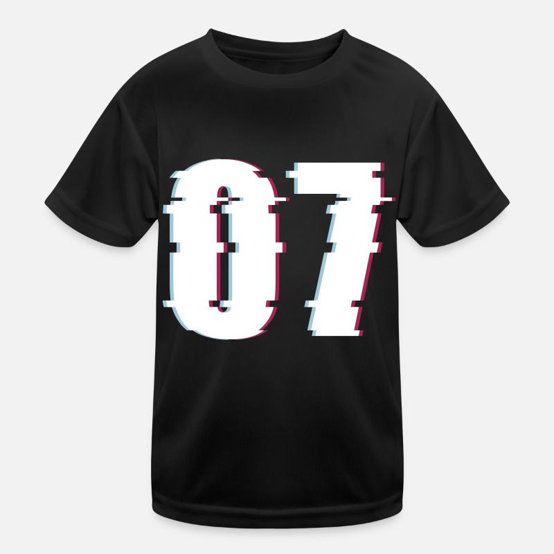 07 Sieben 7 Seven Zahl Effekt Verzerrt Nummer Kinder Funktions-T-Shirt