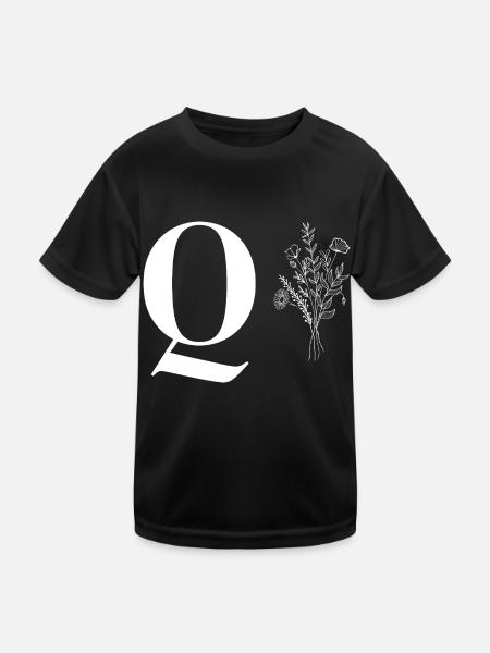 Minimalistisches Blumenmuster - Kinder Funktions-T-Shirt - Schwarz - Vorne