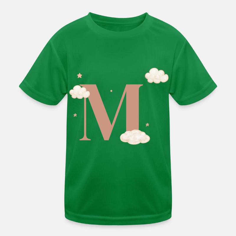 Buchstabe m bewölkt Sterne Kinder Funktions-T-Shirt