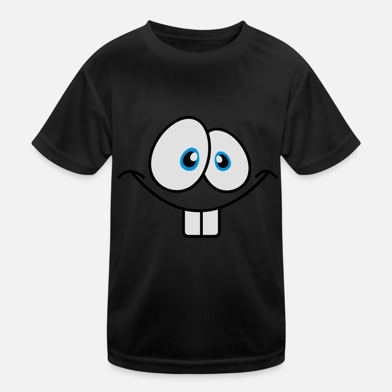 Grinning comic face with big bunny teeth Kids Functional T-Shirt