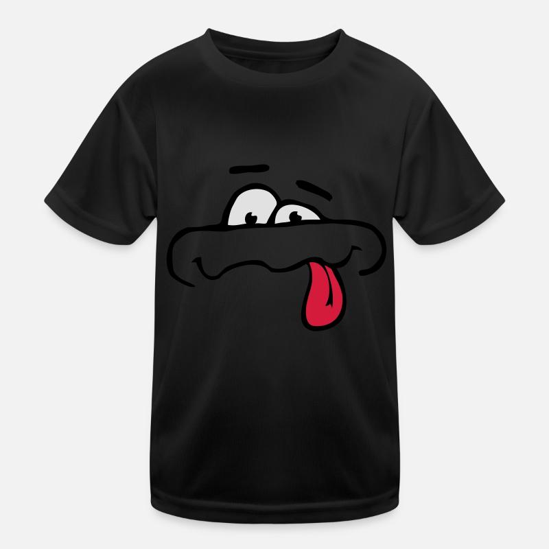 Drôle de bande dessinée Visage Langue Sortir T-shirt sport Enfant