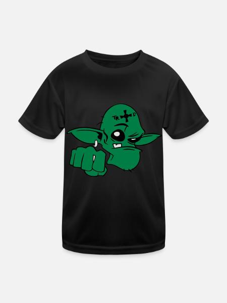 Troll - Kinder Funktions-T-Shirt - Schwarz - Vorne