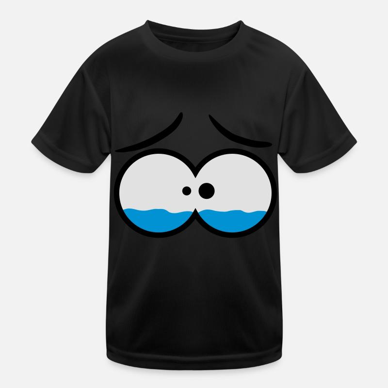 Sad Crying Comic Eyes Kids Functional T-Shirt