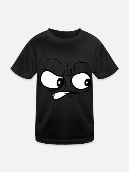 boeses wuetendes gesicht zur seite gucken kopf aug - Kinder Funktions-T-Shirt - Schwarz - Vorne