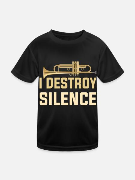 I Destroy Silence Drôle de joueur de trombone marchant - T-shirt sport Enfant - noir - Devant