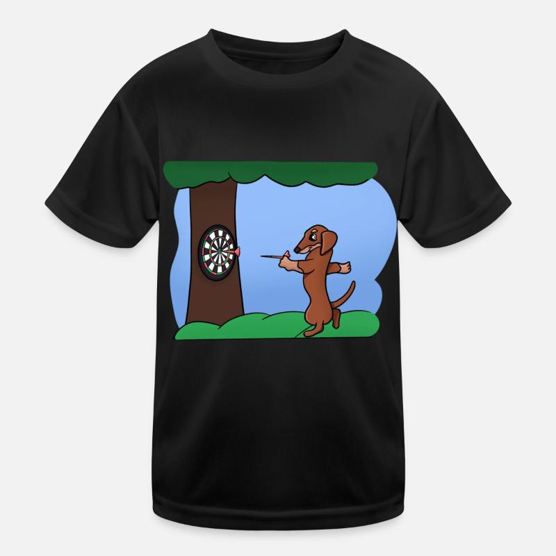 Dog Playing Darts Kids Functional T-Shirt