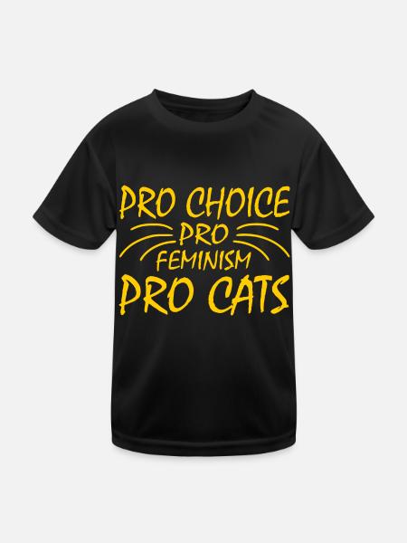 Pro choice pro feminism pro cats - Kinder Funktions-T-Shirt - Schwarz - Vorne