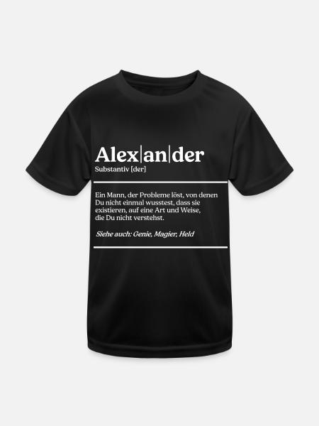 Alexander Definition Design für stolze Alexander - Kinder Funktions-T-Shirt - Schwarz - Vorne