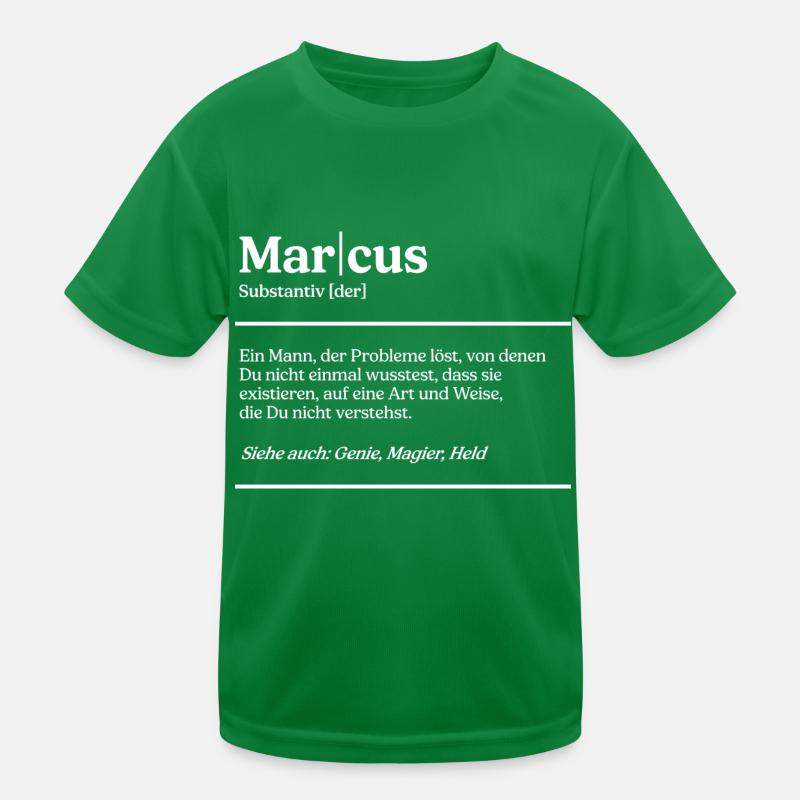 Marcus Name Definition Design für stolze Marcus Kinder Funktions-T-Shirt